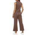 thumbnail image 4 of BLOCLOALO 2 Piece Lounge Set Sleeveless Tops Fashion Solid Color Women's Half Summer Half High Neck Trousers Two Set Tunic Tops Sweatpants and Sweatshirt Set Soft Lounge Sets for Women Coffee S, 4 of 5
