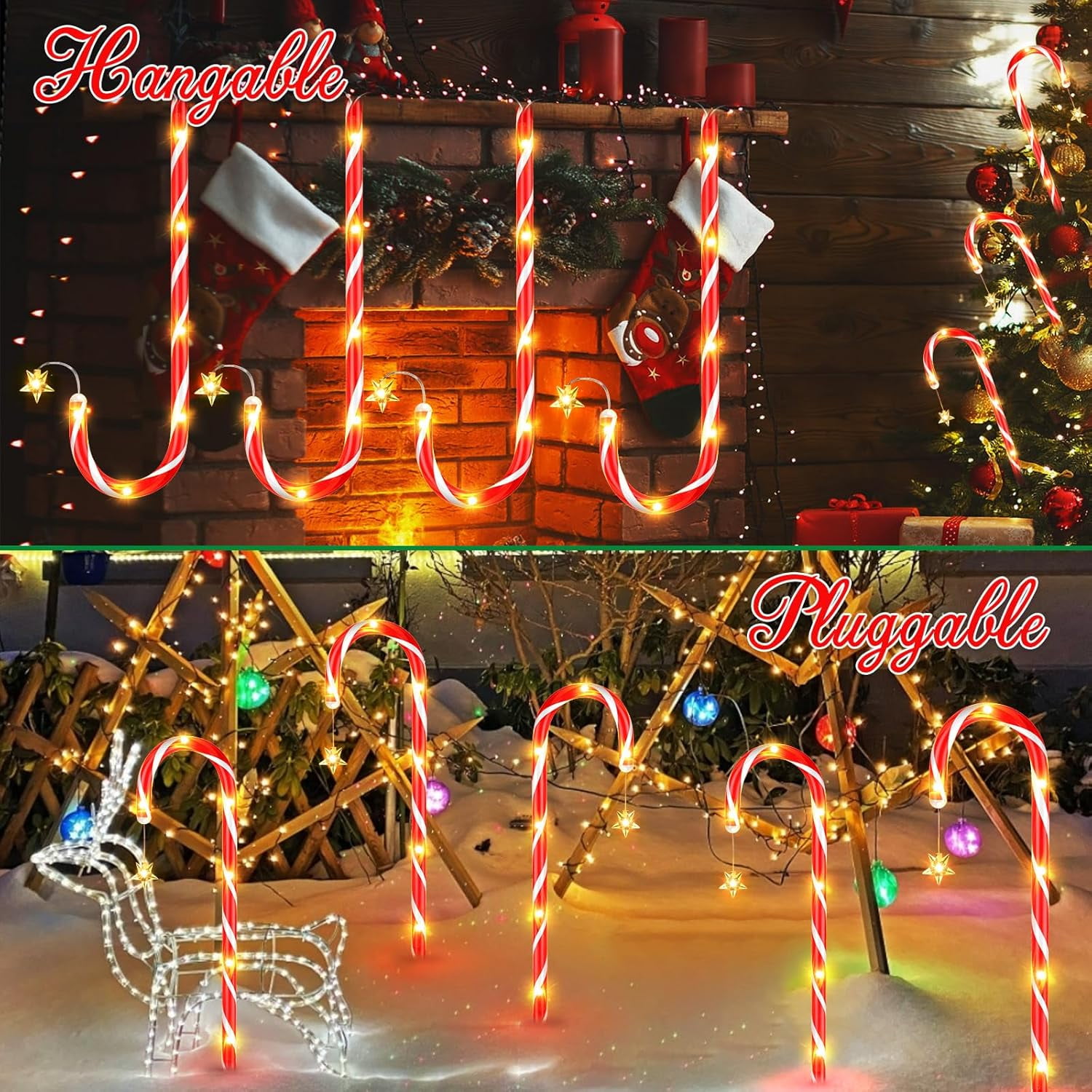 Qoosea 12Pack Outside Christmas Decorations Solar Candy Cane Lights, 72Led 8 Modes Waterproof Solar Christmas Holiday Outdoor Lights for Lawns Pathway Lights