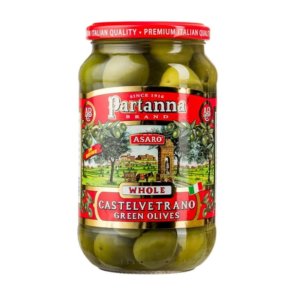 Pack of 6, Partanna Whole Castelvetrano Green Olives, 12 oz