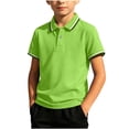thumbnail image 2 of Unisex Solid Color Short Sleeve Polo Shirt with Contrast Trim, Comfortable Shirt for Boys & Girls, School & Daily Activities, 3-12 Years Green 11-12 Years, 2 of 6