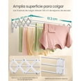 thumbnail image 4 of Secadora de Ropa, Tendedero de Pared, Tendedero Acordeón, 9 Varillas Escalonadas, Extensible y Plegable, Acero, Blanco Nube, 4 of 7