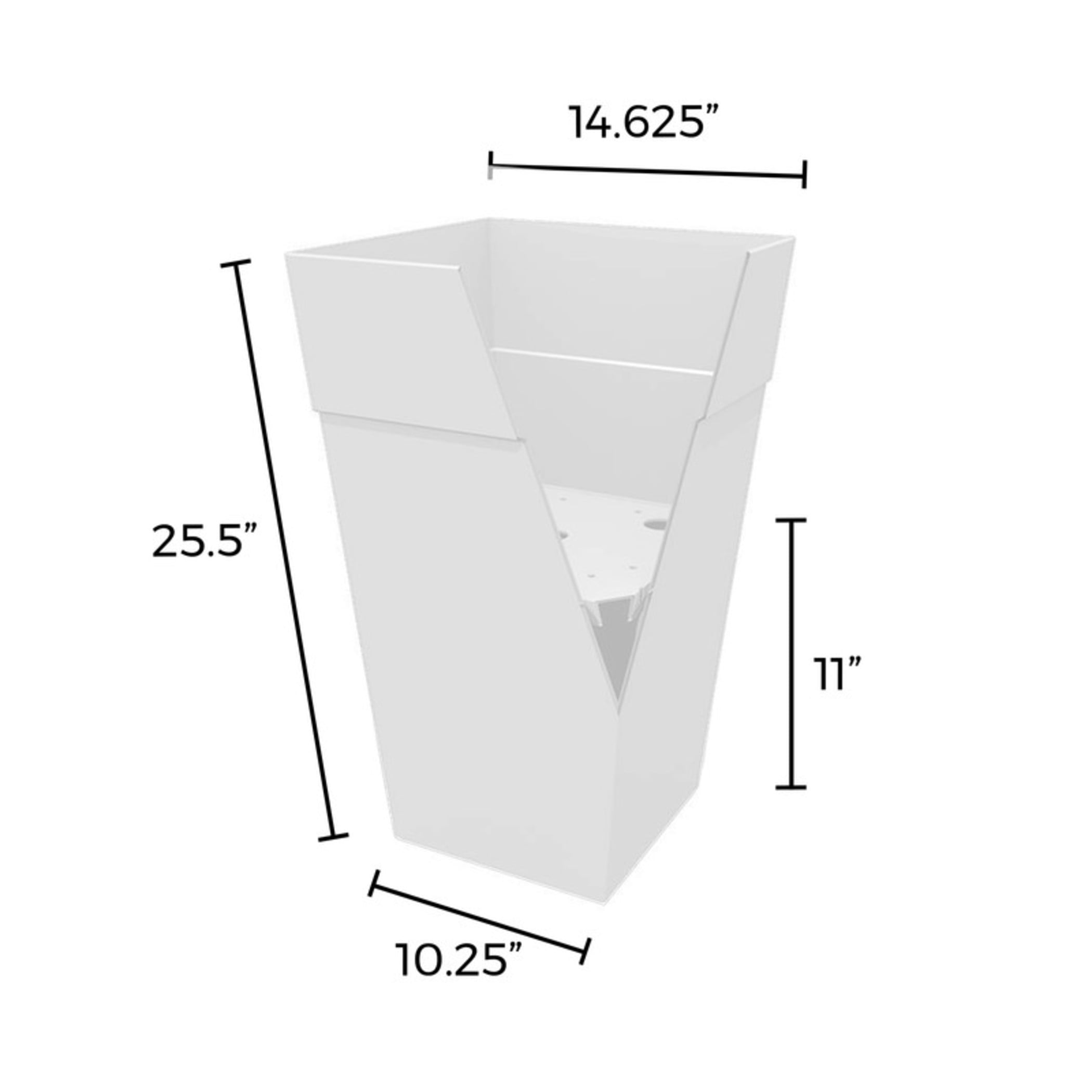 Bloem Finley 25" Tall Tapered Recycled Plastic Planter, Indoor/Outdoor, White