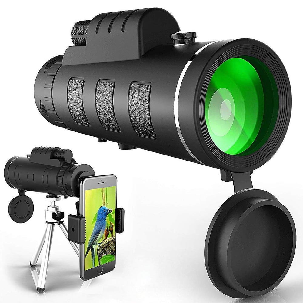 40x60 High-Definition Wide View Water Resistant Fog-Proof Shock-Proof with Compass Flantor Monocular Telescope Cell Phone Adapter and Tripod for Multiple Ativities 40x60 