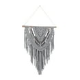 thumbnail image 5 of DecMode Gray Cotton Handmade Intricately Weaved Macrame Wall Decor with Beaded Fringe Tassels, 5 of 7