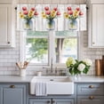 thumbnail image 2 of Watercolors Yellow Red Flowers Window Valance Curtain Wood Grain Rod Pocket Short Curtain for Living Room, Bedroom & Kitchen Window Decor 54x18in, 2 of 8