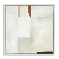 Stupell Industries Neutral Abstract Simplicity Abstract Painting White Framed Art Print Wall Art, 12 x 12