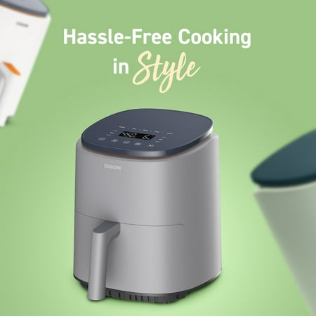 

GOODBANG 4 QT Smart Air Fryer Cooking for 2 Smart Control with 7 Cooking Functions Nonstick and Dishwasher-Safe Basket Light Gray