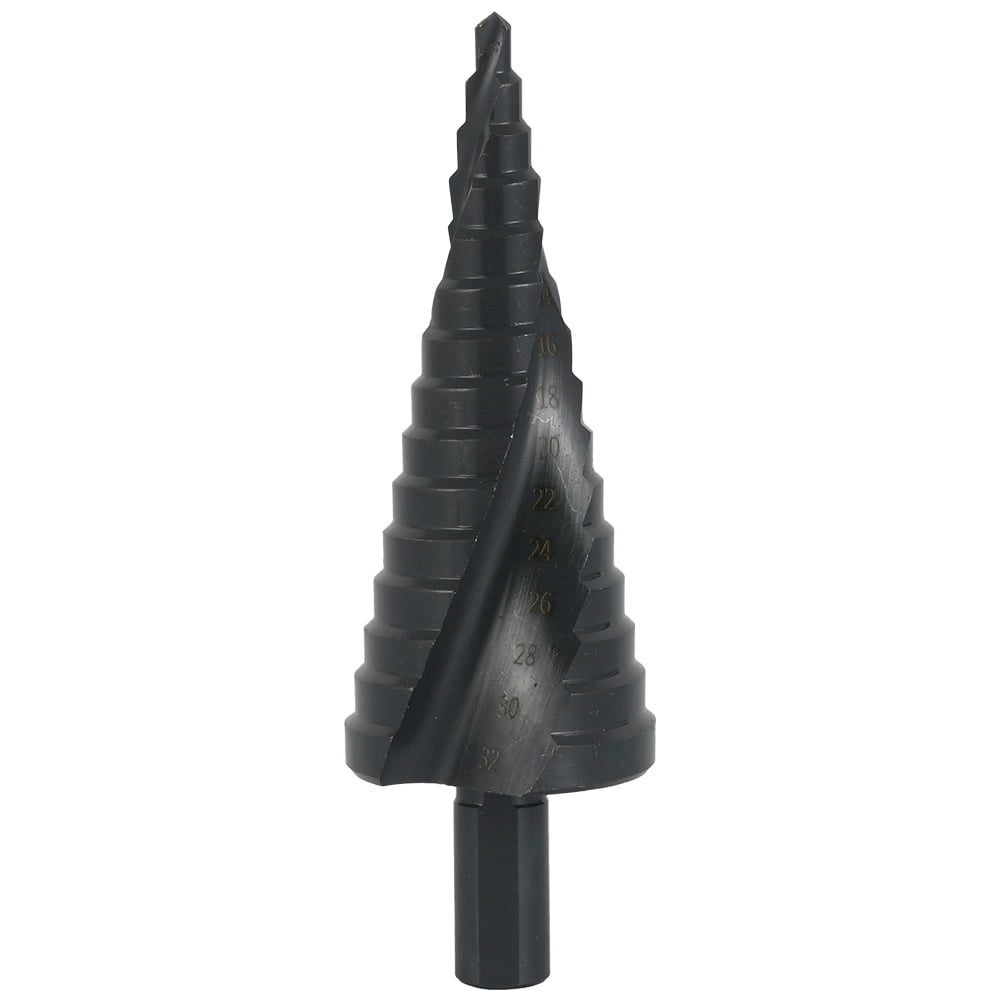 Nitriding Black Cone Step Drill Bit HSS Saw Hole Spiral Cutter Hex Shank 4 inch 