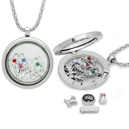 - Piatella Ladies Alloy Magnetic Locket Pendant Adorned with Swarovski Elements Crystals in 2 Colors