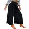 thumbnail image 3 of POINTERTECK Pantalons Larges Amples pour Femmes Taille Haute Couleur Unie Coupe Décontractée Plissée, 3 of 7