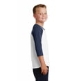 thumbnail image 2 of Port & Company ®  Youth Core Blend 3/4-Sleeve Raglan Tee. Pc55yrs Xs White/ Navy, 2 of 3