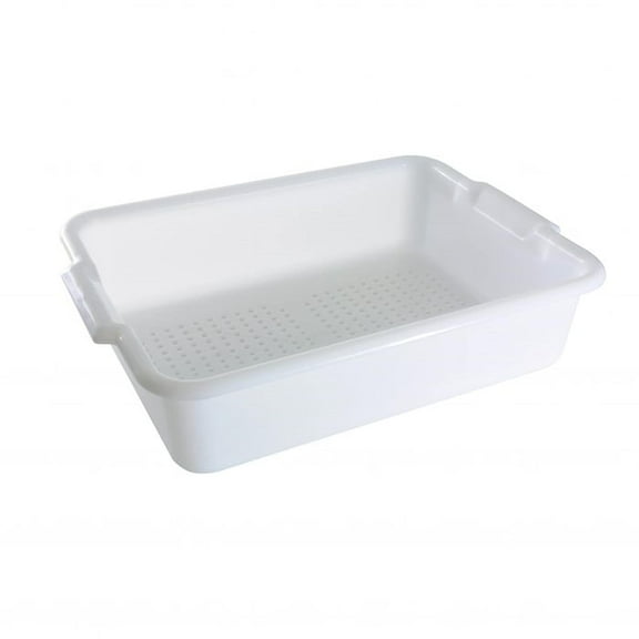TrueCraftware- 20-1/2" x 15-1/2" x 5" Utility Kitchen Perforated Bus Box/Tub/Bin with Handles White Color- Heavy Duty Plastic Restaurant Tub/Dish Washing Box Wash Basin Tub for Kitchen Restaurants