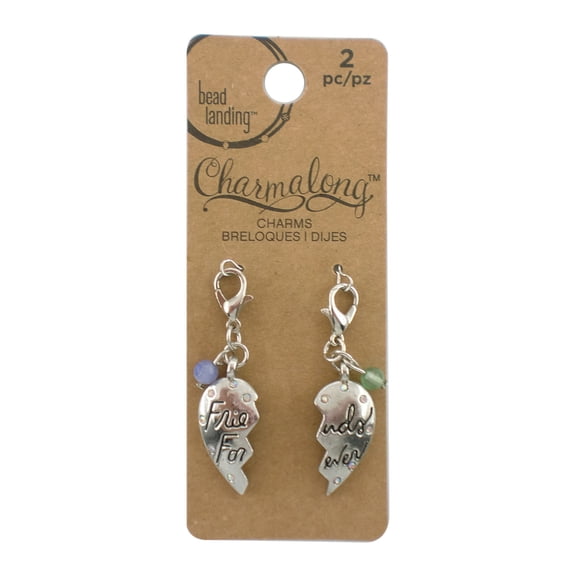 Bead Landing Friends Forever Heart Charms, 12 Packs: 2 ct. (24 total)