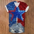 thumbnail image 3 of Dvprdro Womens Independence Day V-Neck Floral Printed Tops Fourth July Fashion Short Sleeve Casual T Shirts Blouse, 3 of 3