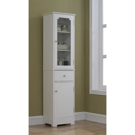 Runfine Linen Tower Glass Door With 2 Adjustable Shelves 1