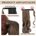 thumbnail image 2 of My-Lady 100% Remy Human Ponytail Hair Extension Wrap Around Real Curly Wavy Human Hair Hairpieces 18inch #06 Light Brown, 2 of 8
