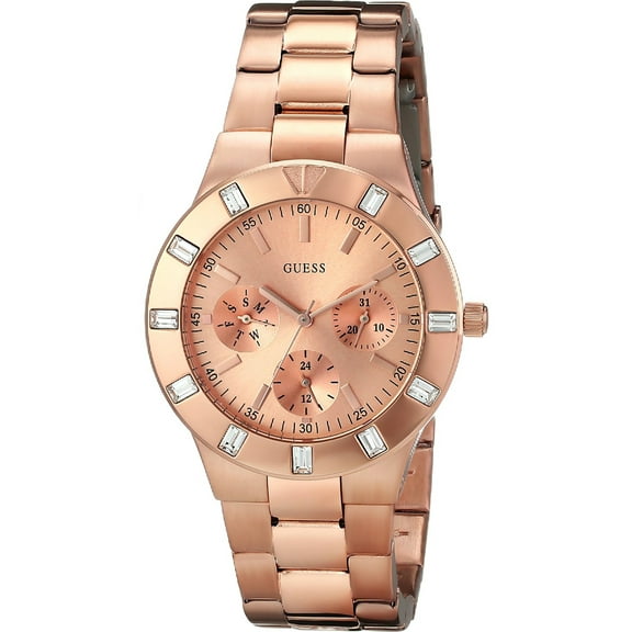 STEEL W16017L1,Ladies multi-function,Stainless steel case and bracelet,Rose Gold-Tone,Crystal Accented Bezel,WR