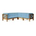 thumbnail image 3 of Christopher Knight Home Brava Outdoor 5-Seat Acacia Wood Sofa Set by  gray + dark gray cuhsion, 3 of 5