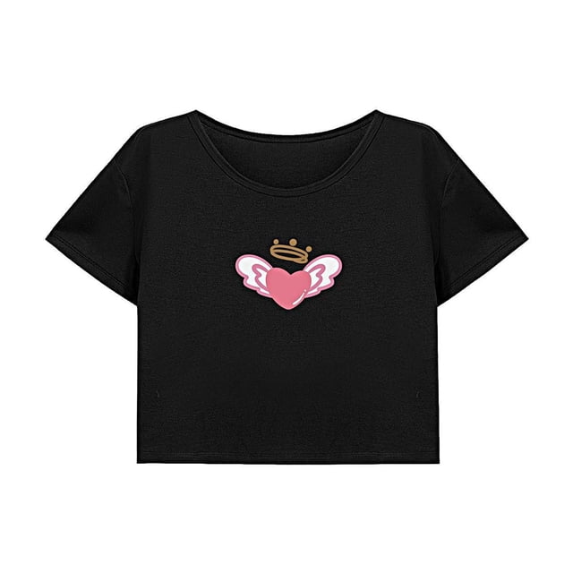 Top corto para mujer, ropa de verano, elegante camiseta con cuello redondo para caminar, playa y viajes XL