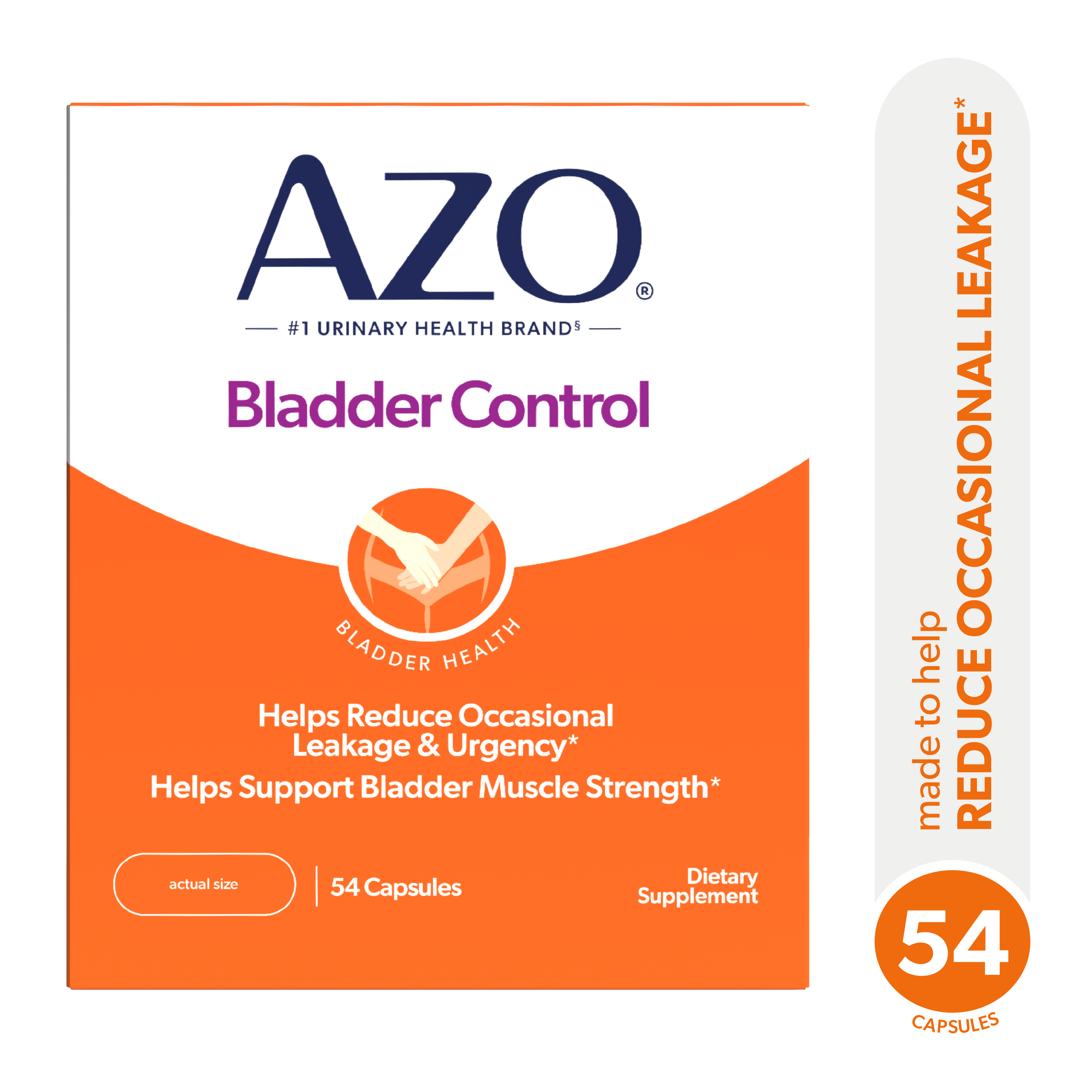AZO Bladder Control with Go-Less® Blend Daily Supplement, Reduces Urgency & Leakage Naturally with 24-HR Support, 54 Count