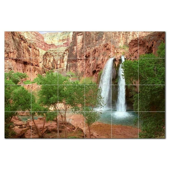 Waterfall Photo Ceramic Tile Mural Kitchen Backsplash Bathroom Shower, 406147-M6