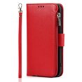 thumbnail image 4 of SaniMore iPhone 14 Pro 6.1" 2022 Case with Wrist Strap Zipper Wallet [Card Slots] Premium PU Leather Skin [Retro Durable] Shockproof Anti-scratch Kickstand Business Cover For iPhone 14 Pro, Red, 4 of 8