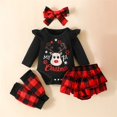 thumbnail image 2 of Generic Christmas Sweater Baby Girl Outfit Ruffled Romper Xmas Onesie Deer Head Plaid Suspender Shorts Set Clothes for Casual Soft Comfortable Clothing(0-3 Months,Black), 2 of 9