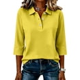 thumbnail image 4 of longantii Womens Polo Shirts for Work Golf Collared Button Vintage 3/4 Sleeve Tops Lightweight Work Polo Shirt for School Womens Teacher Blouses, 4 of 5