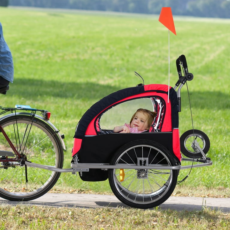 Aosom elite double baby bike trailer stroller child bicycle jogger swivel wheel hotsell