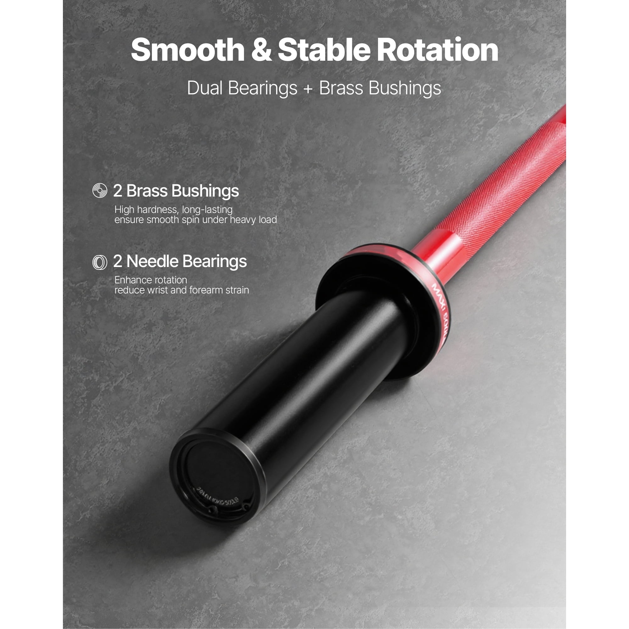 KFFKFF 4FT Barbell Bar, Compatible with 2-Inch Weight Plates, Features Knurled Grip for Strength Training, Weightlifting, Squats, Deadlifts, Bench Presses, Curls, and Overhead Presses
