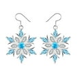 thumbnail image 1 of Para mujer Pendientes de cristal con flor y piedras preciosas azules, pendientes colgantes con copos de nieve, 1 of 5