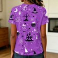 thumbnail image 4 of Halloween Tops for Women Short Sleeve Crewneck Witch Print T Shirts Funny Halloween Costume Party Top, 4 of 7