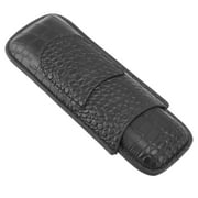 2024 Cigar Case Holder Soft Leather Portable Wear Resistant Vintage Cigar Humidor for Birthday Black
