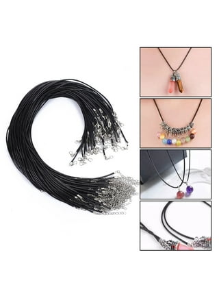 50pcs Black Waxed Necklace Cord with Clasp, 1.5mm Braided Leather Necklace  String Chains for Jewelry Making, Bracelet Pendant Necklace Rope, Jewelry  DIY Accessories 