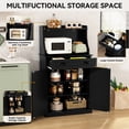 thumbnail image 4 of CBJCBJ 54" Kitchen Pantry Cabinet with Door & Shelves, Sideboard Buffet Cabinet with Microwave Stand for Dining Room, Black, 4 of 7