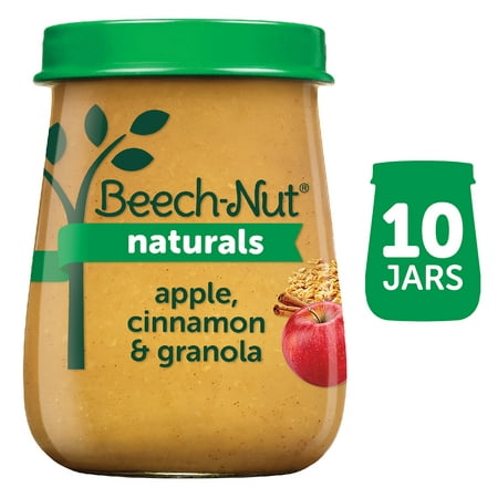 Beech-Nut Naturals Stage 2 Baby Food, Apple Cinnamon & Granola, 4 oz Jar, 10 Pack