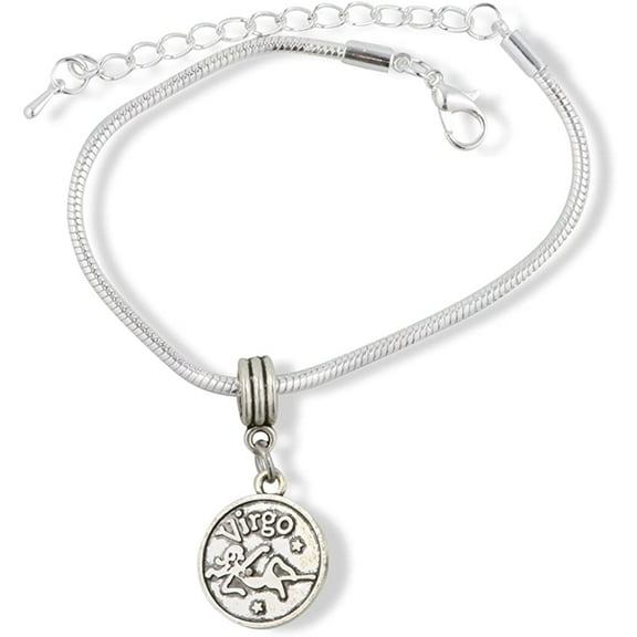 Virgo Astrology Sign Snake Chain Charm Bracelet