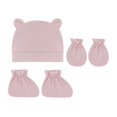 thumbnail image 1 of 5pcs/lot Newborn Baby Cotton Beanies Hospital Hat and Mittens Set Solid Candy Color Stretchy Infant Warm Cap Gloves 0-1 Years Ol200-6 months He Qiyong unisex, 1 of 1