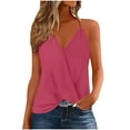 thumbnail image 3 of Fanxing Hot Pink Womens Spaghetti Strap Camisoles L Trendy Pleated V Neck Tank Tops Sleeveless Dressy Flowy Tunic Shirts （Women's S-2XL), 3 of 7