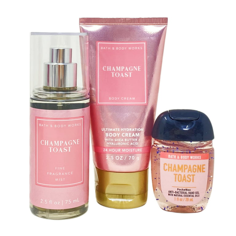Bath and Body Works CHAMPAGNE TOAST Gift Kit Lotion ~ Cream ~ Fragrance  Mist ~ Shower Gel + FREE Shower Sponge Lot of 5 Reviews 2024
