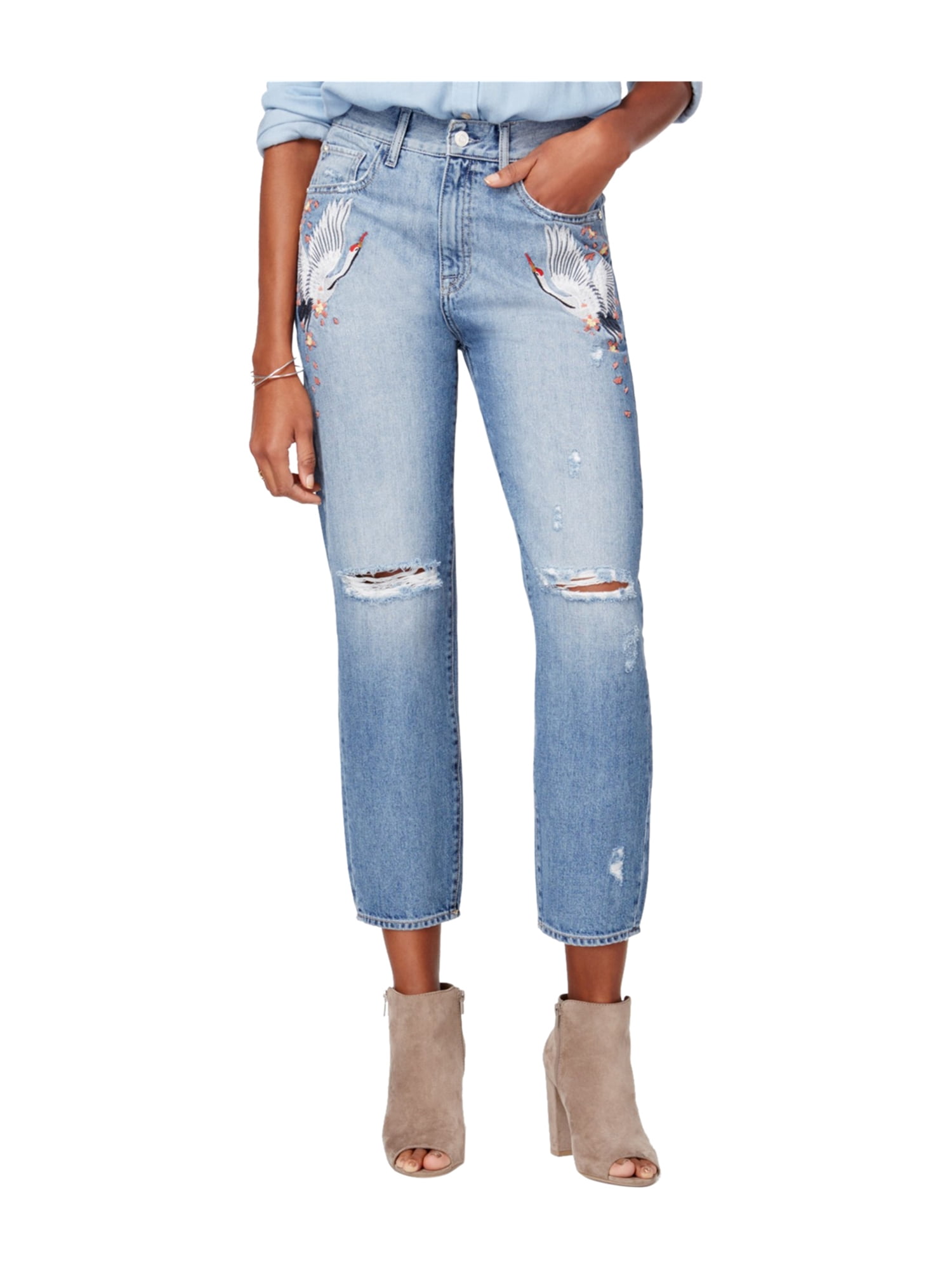 M1858 Womens Embroidered Straight Leg Jeans