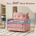 thumbnail image 3 of 360° Swivel Accent Chair, Oversized Arm Chair with 30-inch Wide Seat and Double-Layer Cushion, Comfy Chenille Single Sofa Chair with Side Pocket for Living Room, Pink, 3 of 7