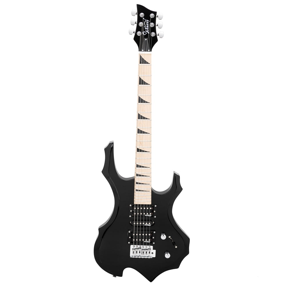 Kepooman Flame II Upgrade Acoustic Electric Guitar, Full Size Canadian Maple Fingerboards Electric Acoustic Guitar Bundle for Beginners Adults, Bone Nut Black