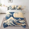 thumbnail image 2 of Homewish Natural Sencery 7-Piece Twin Bedding Sets,Japanese Style Bedding Comforter Set,Beige Blue Sheet Sets For Men Women,Luxury Bedroom Decor Reversible, 2 of 8