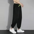 thumbnail image 2 of MIXUE Sweatpants for Men Solid Color Summer Ice Silk Lightweight Style Joggers Loose Fit Sport Casual Trousers Streetwear,Black,XL, 2 of 8