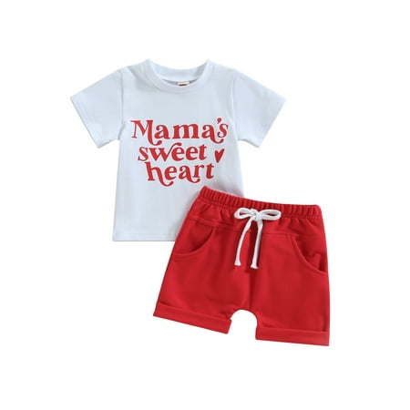 

Licupiee My First Mothers/Fathers Day Outfit Newborn Baby Boy Short Sleeve T-Shirt Top Letter Shorts Set 2Pcs Summer Clothes
