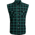 thumbnail image 6 of Havenx Men's Plaid Shirts Sleeveless Button Up Shirt with Pockets Lapel Collar Tops Summer Beach Casual Athletic Lightweight Clothing,Dark Green XL, 6 of 6