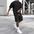 thumbnail image 3 of BRANROY Men's 2 Piece Short Set - Casual Tracksuit for Men, Summer Outfits Two Piece Set with T-Shirt and Shorts,Black,XL, 3 of 6