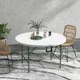 thumbnail image 2 of Outsunny Folding Patio Table Outdoor HDPE Round Picnic Table for 6, White, 2 of 10