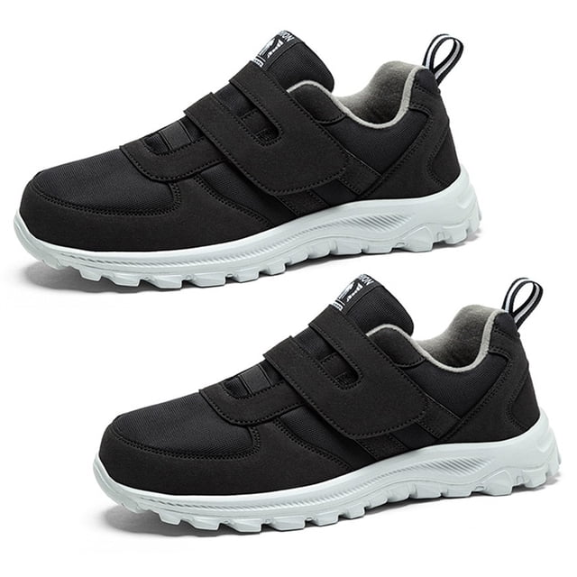 Zapatos para diabéticos negros para hombres de ancho extra ancho, zapatos para pies hinchados para neuropatía, alivio del dolor diabético con velcro en la solapa superior